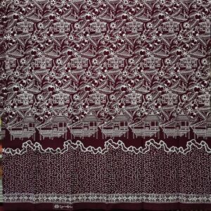 Motif gedung juang,kecapi,golok dan beras tumpah