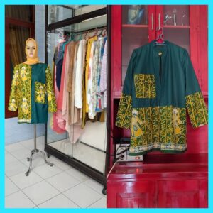 Outer Kombinasi Batik Bekasi motif bambu & penari